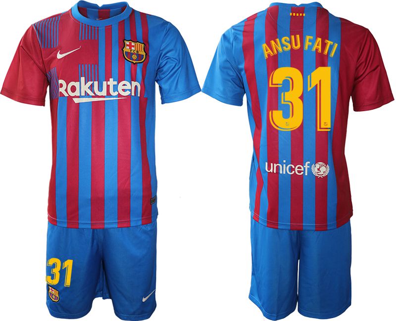 Men 2021-2022 Club Barcelona home blue #31 Nike Soccer Jersey->barcelona jersey->Soccer Club Jersey